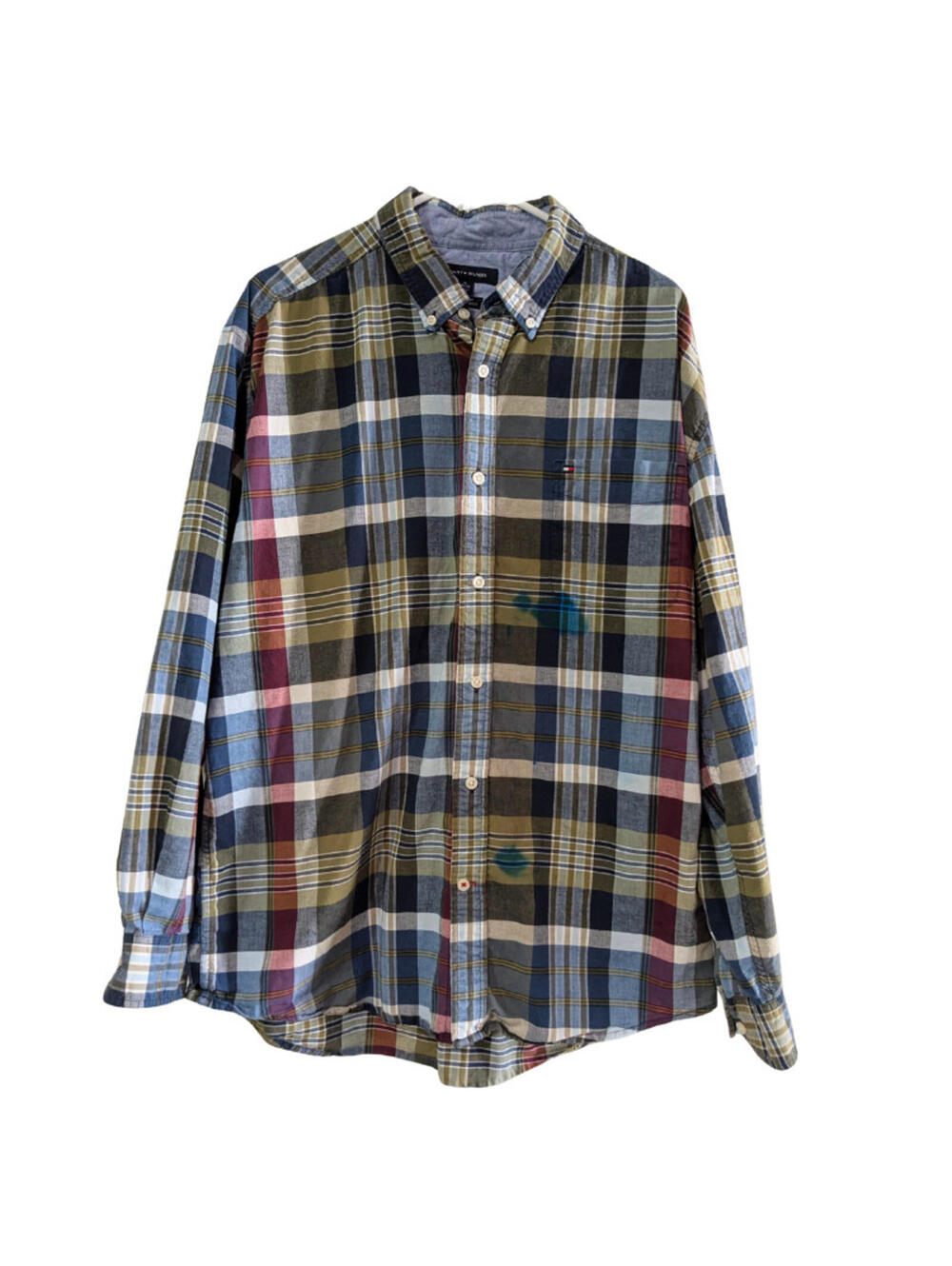 Tommy Hilfiger Men's Button Down Classic Fit Plaid XL Long Sleeve, Project Piece